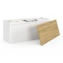 Voir la diapositive 4 : ID MARKET Banc coffre rangement 100 cm LEON bois et blanc