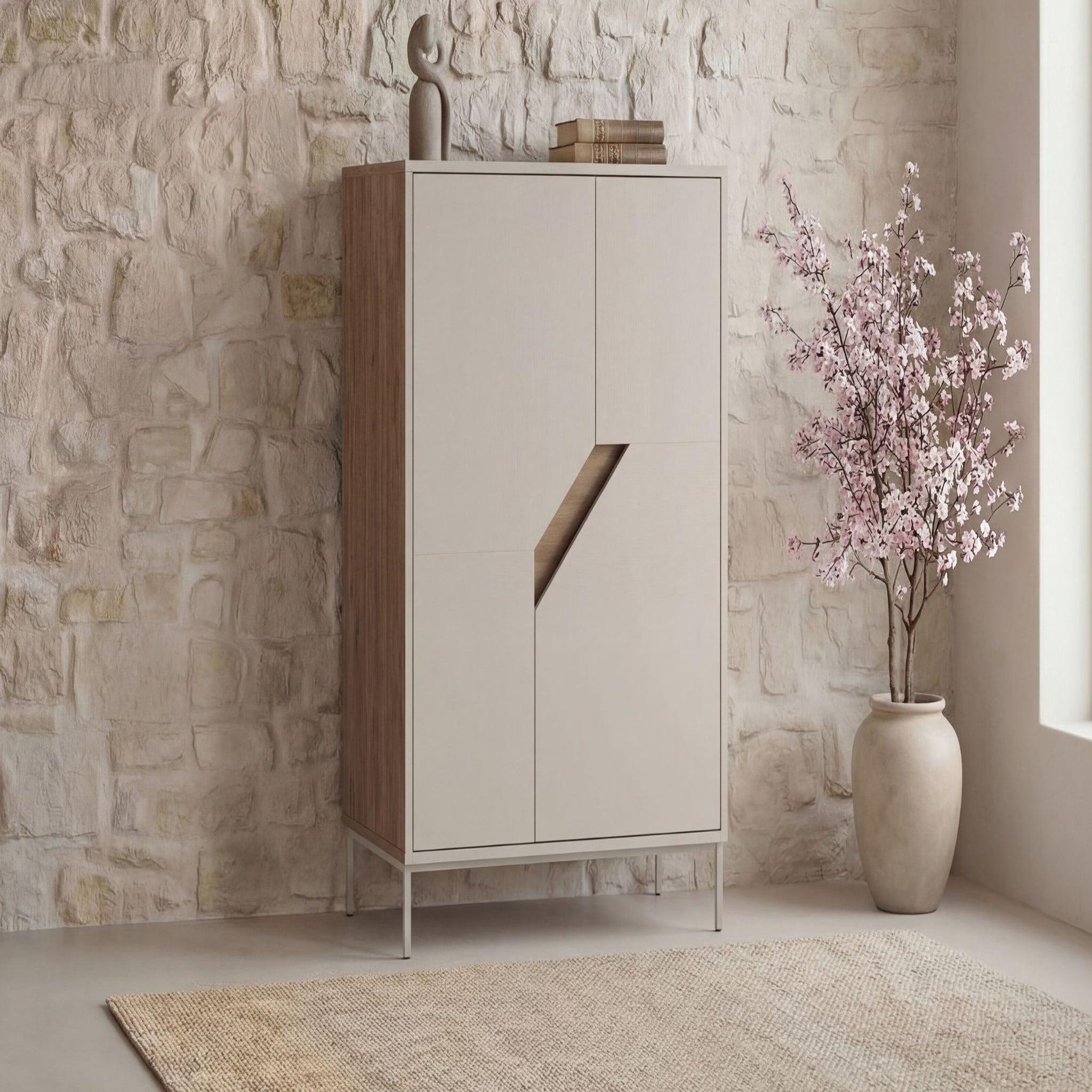 Voir la diapositive 3 : CASANOVA PARIS Dalia - commode 2 tiroirs 85cm en mélamine - beige