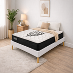PROVENCE LITERIE Ensemble Sommier Tapissier et Matelas Soutien Ferme Mousse. Coloris disponibles : Blanc, Noir, Gris