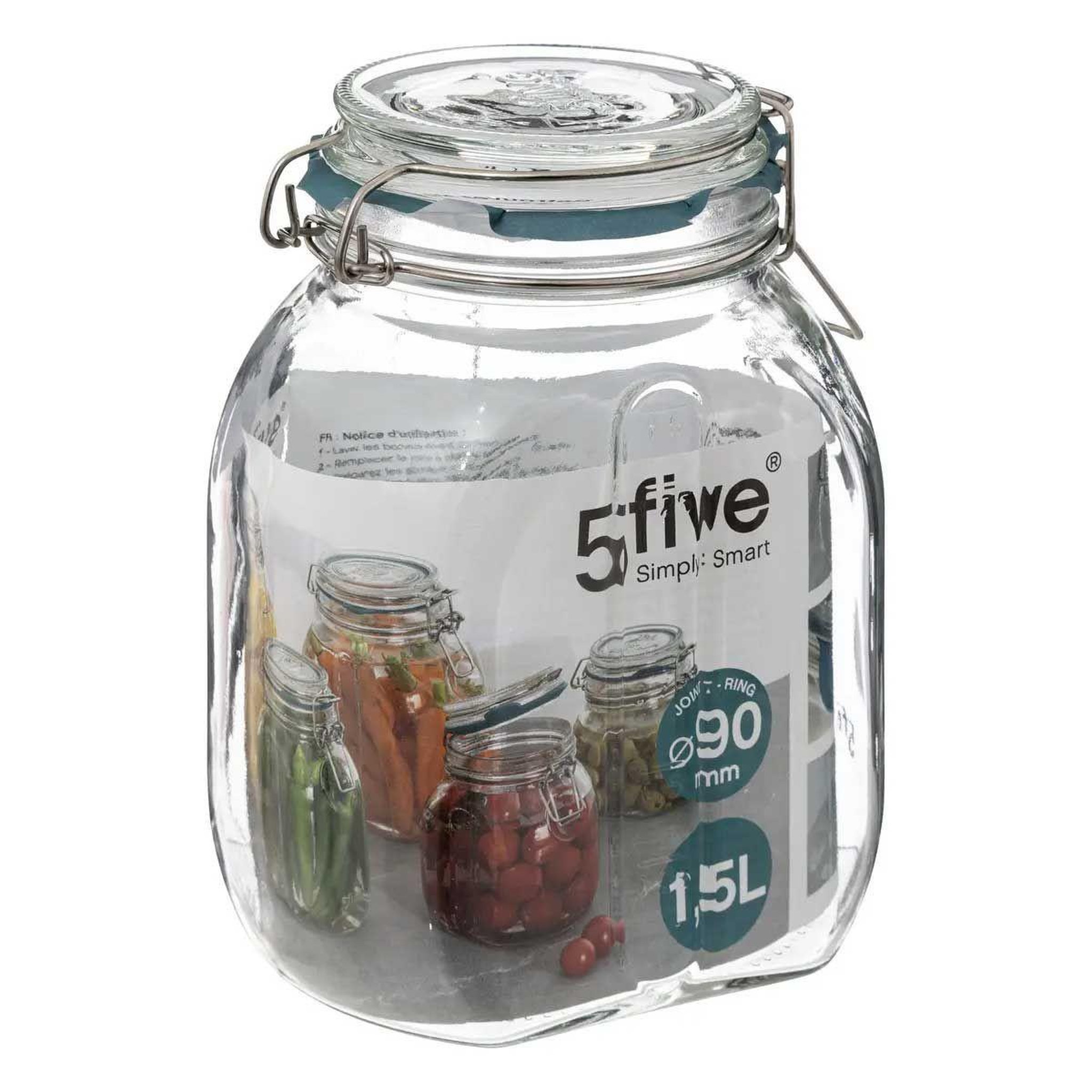 Voir la diapositive 4 : FIVE Bocal en verre gradué  jarro  1,5l transparent