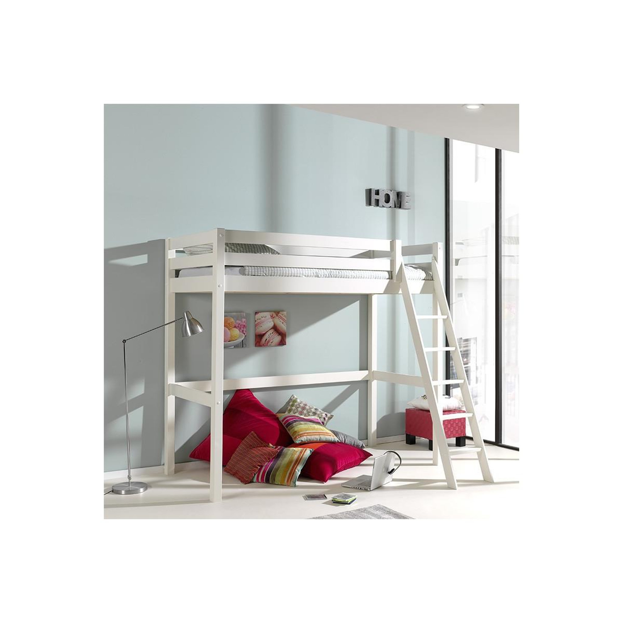 Voir la diapositive 2 : Paris Prix Lit mezzanine enfant  pino  90x200cm blanc