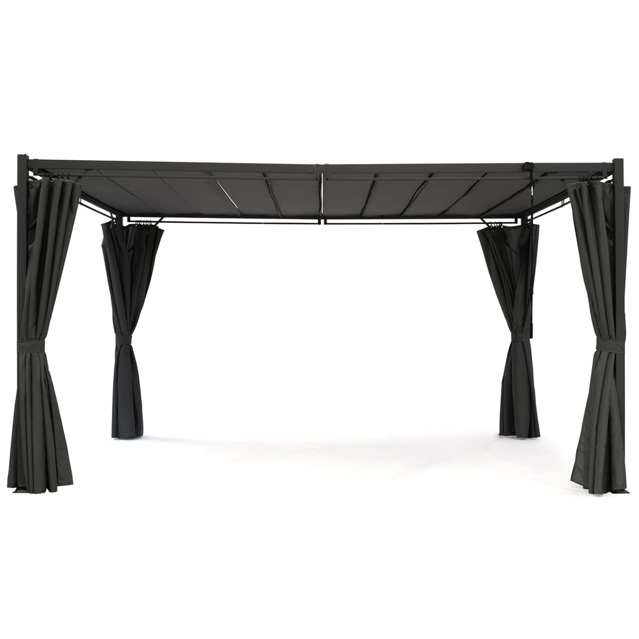 Voir la diapositive 6 : ID MARKET Pergola édition suprem lames orientables 3x4 m et 4 rideaux gris anthracite