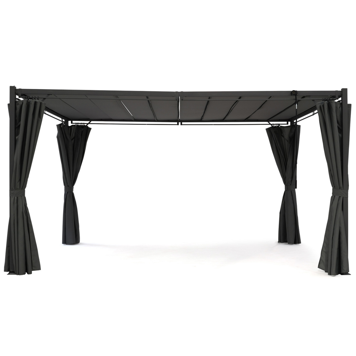 ID MARKET Pergola édition suprem lames orientables 3x4 M et 4 rideaux gris anthracite