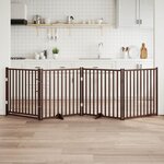 VIDAXL Barriere pour chiens avec porte 4 panneaux bois de sapin massif