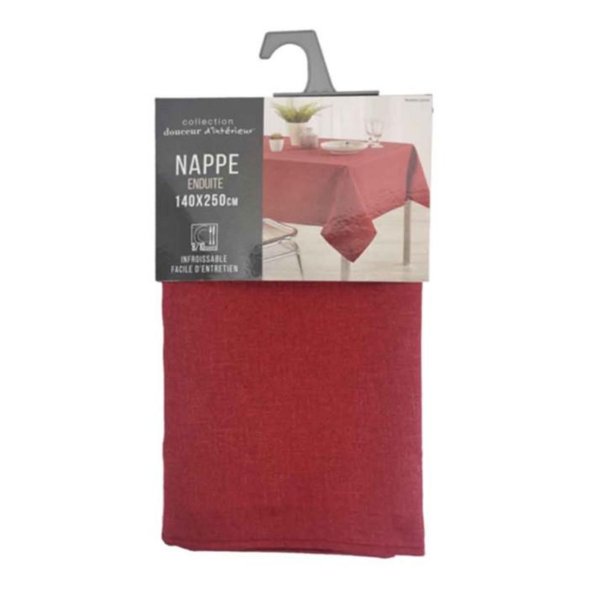 Paris Prix Nappe Chambray Enduite  Newton  140x250cm Rouge