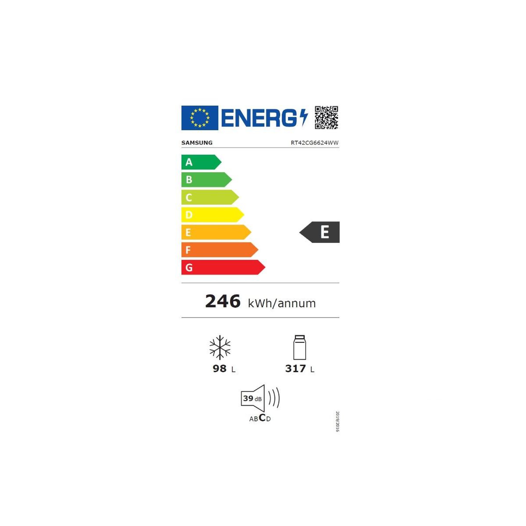 Voir la diapositive 2 : Samsung Réfrigérateur combiné 70cm 415l ventilé blanc - rt42cg6624ww