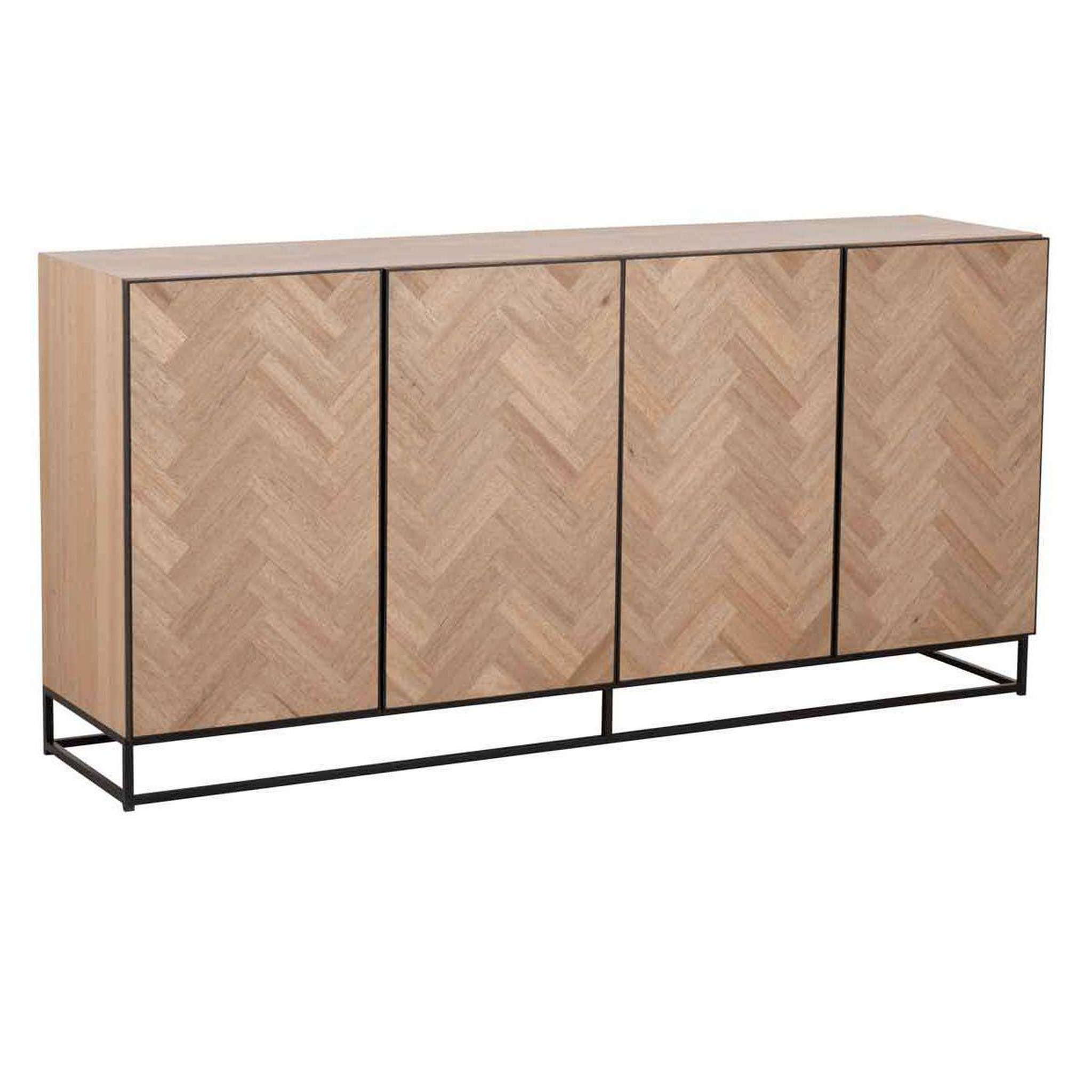 Voir la diapositive 2 : J-LINE Buffet 4 portes  miraza  180cm naturel & noir