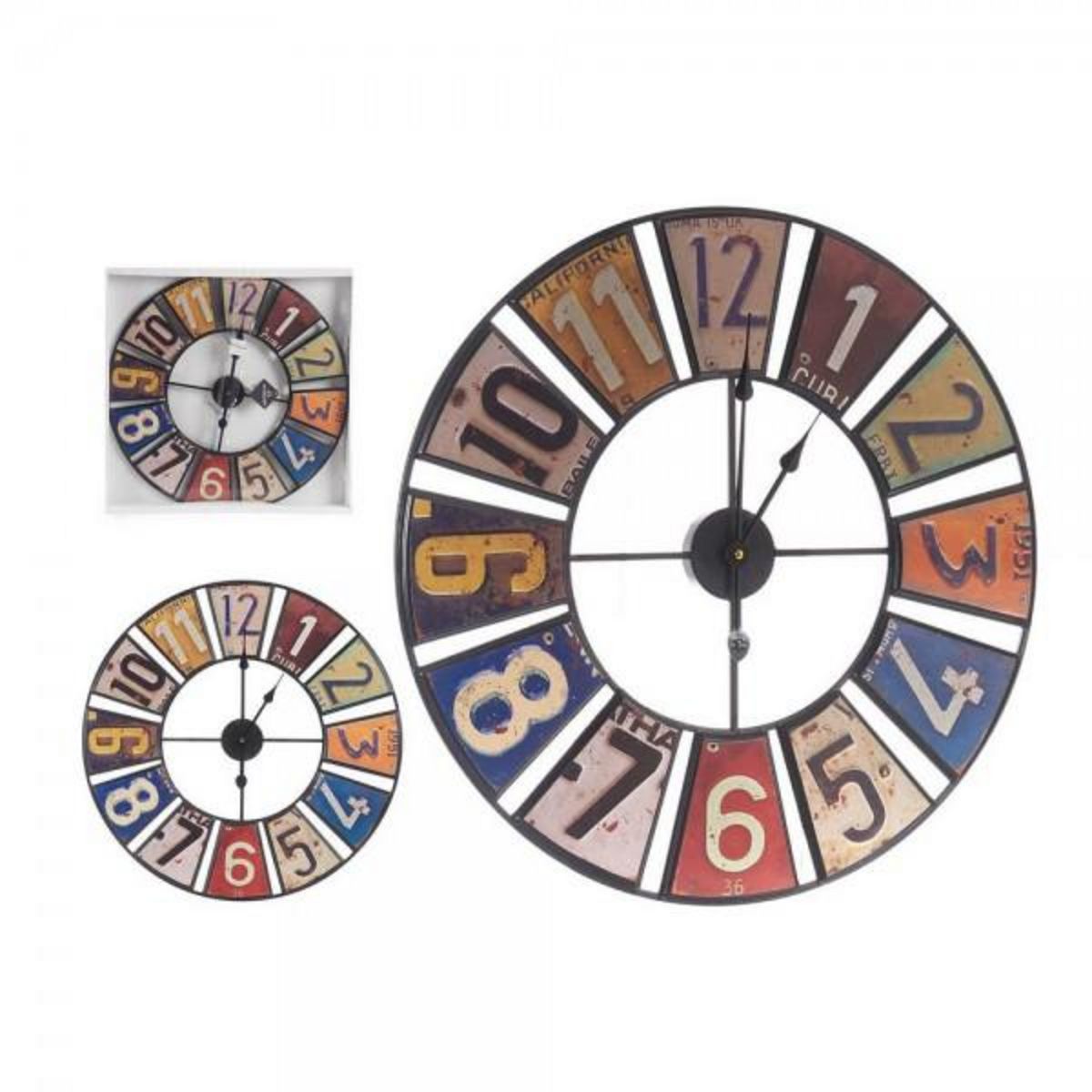 AAAAA Horloge Murale Multicouleur Rétro Métal (60 x 4,5 x 60 cm)