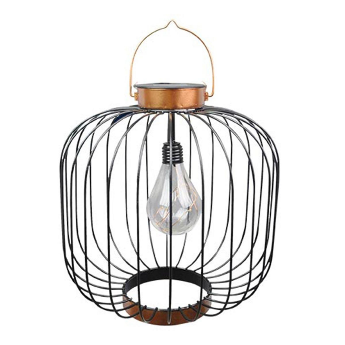 Lumisky Lanterne solaire cage COCO Noir Metal H35cm