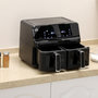 Voir la diapositive 4 : HOMCOM Friteuse à air 2 paniers 2500W 8L - friteuse sans huile multifonction 8 programmes - température réglable - timer 60 min. - noir