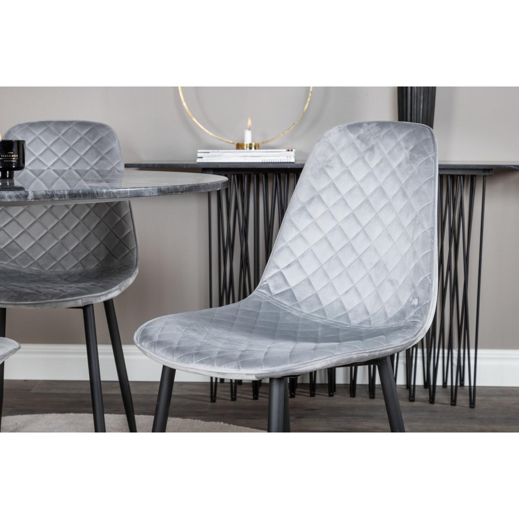 Voir la diapositive 5 : Paris Prix Ensemble table à manger & 4 chaises design  estelle ii & polar i  106cm gris foncé & gris