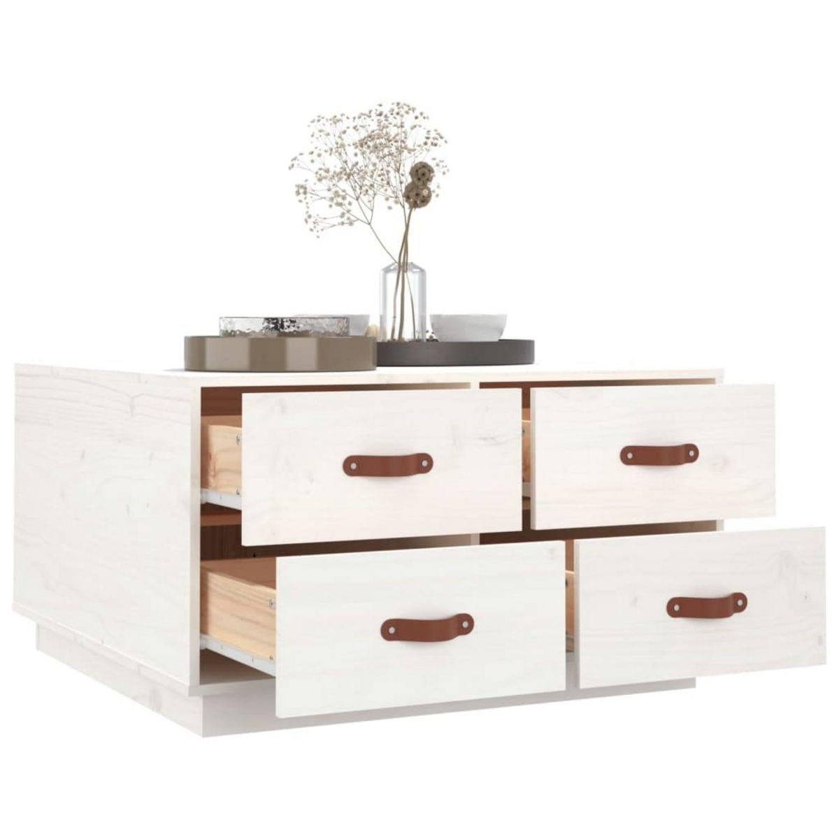 VIDAXL Table basse Blanc 80x80x45 cm Bois massif de pin
