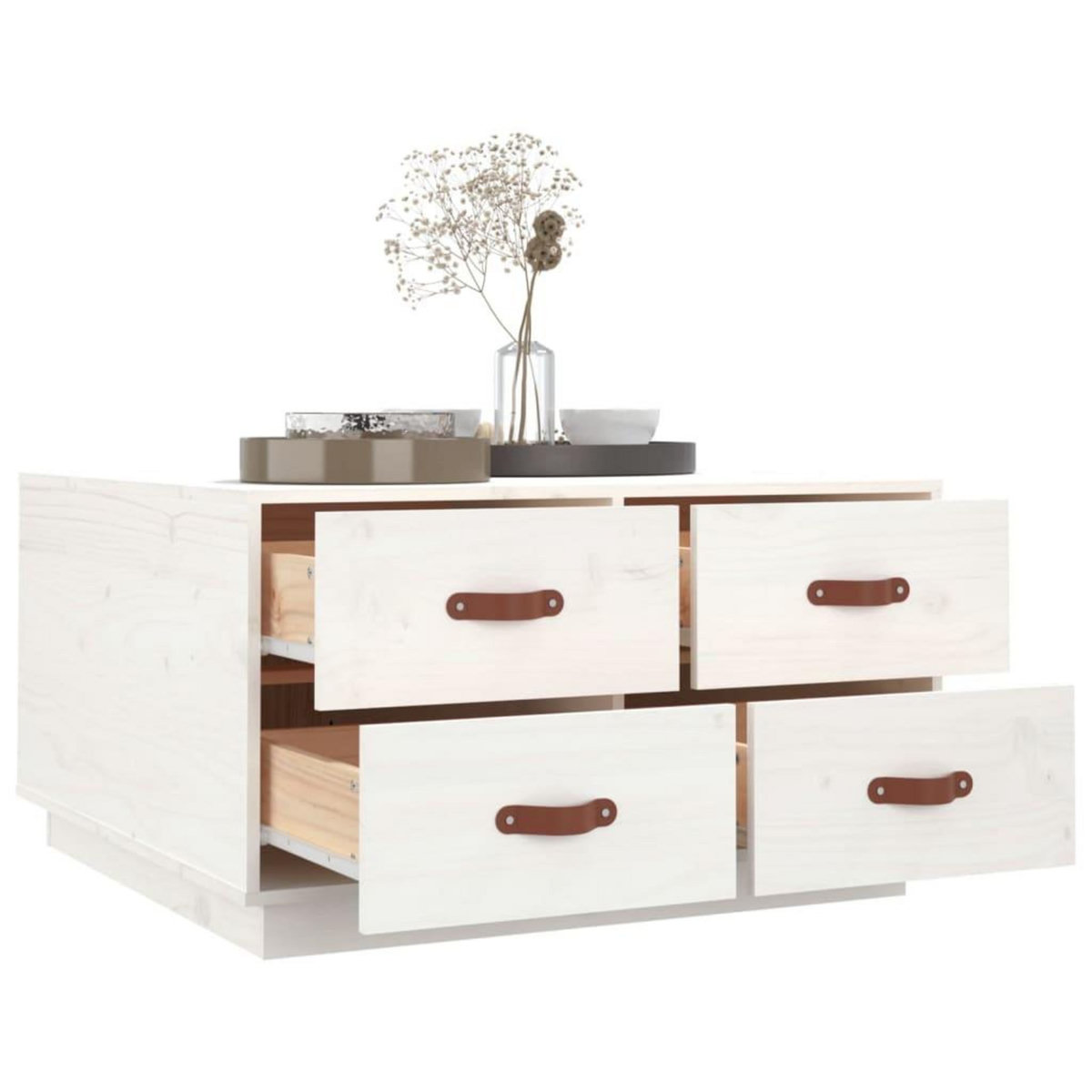 VIDAXL Table basse Blanc 80x80x45 cm Bois massif de pin