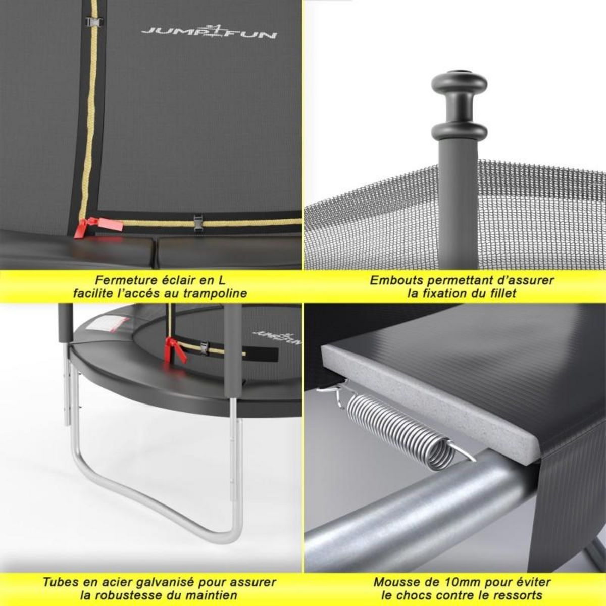 JUMP4FUN Trampoline de jardin Cocon ø150 cm- 5FT- Filet intérieur, Matelas de protection