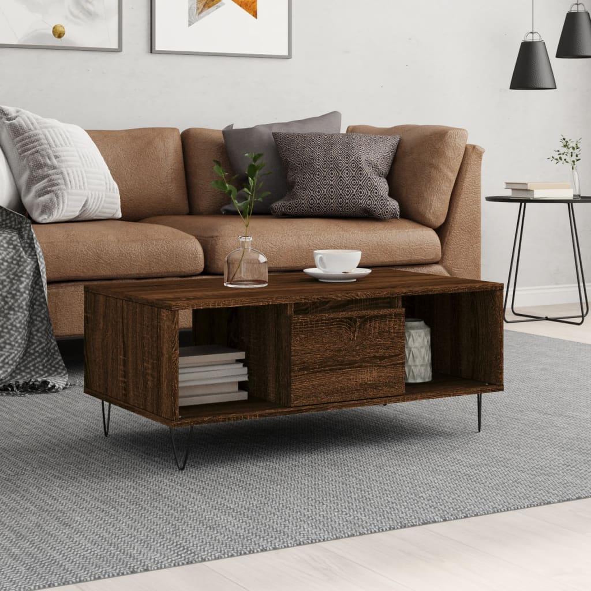 VIDAXL Table basse Chene marron 90x50x36,5 cm Bois d'ingenierie