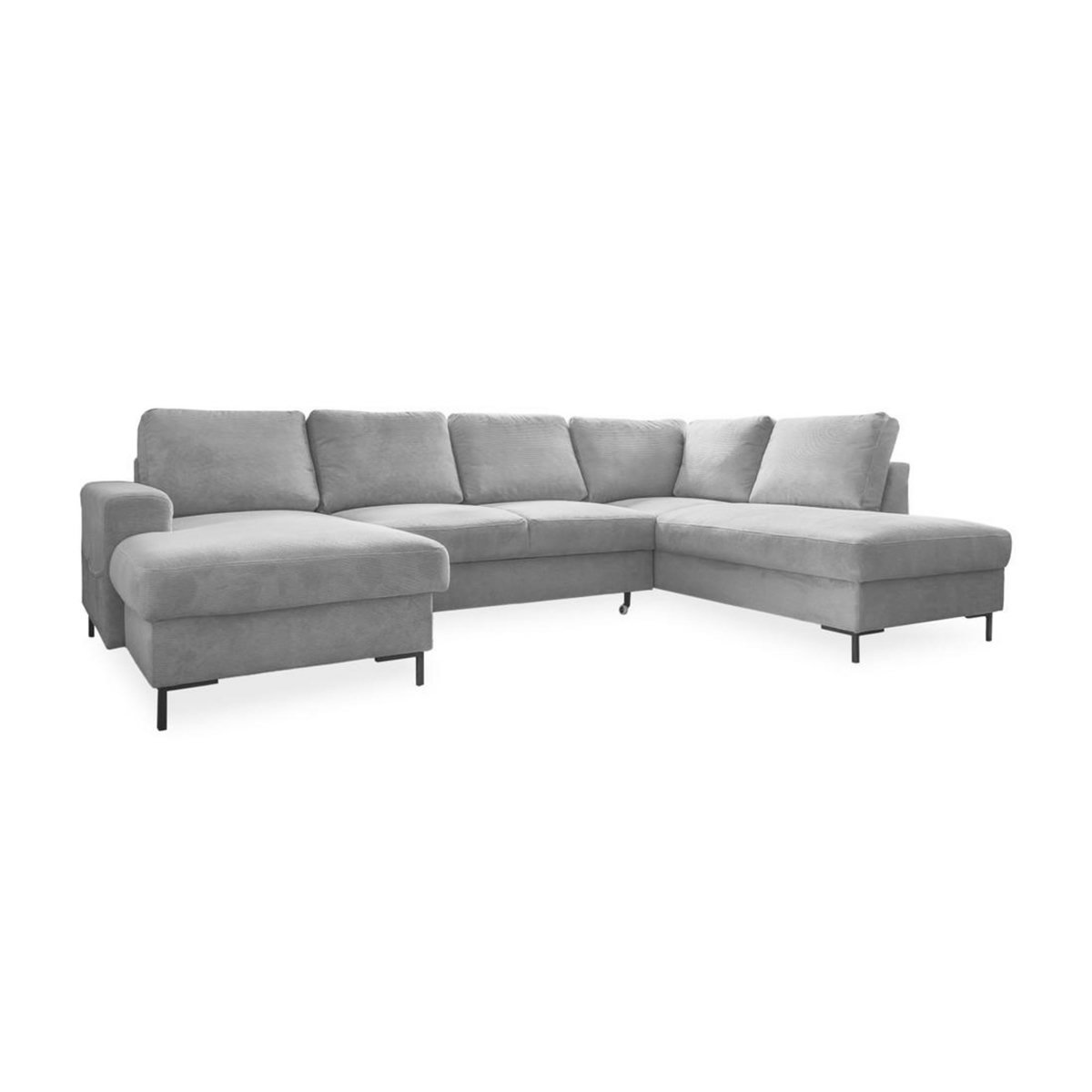 BEST MOBILIER Lilly - canapé panoramique d'angle droit - 7 places - convertible avec coffre - en velours côtelé