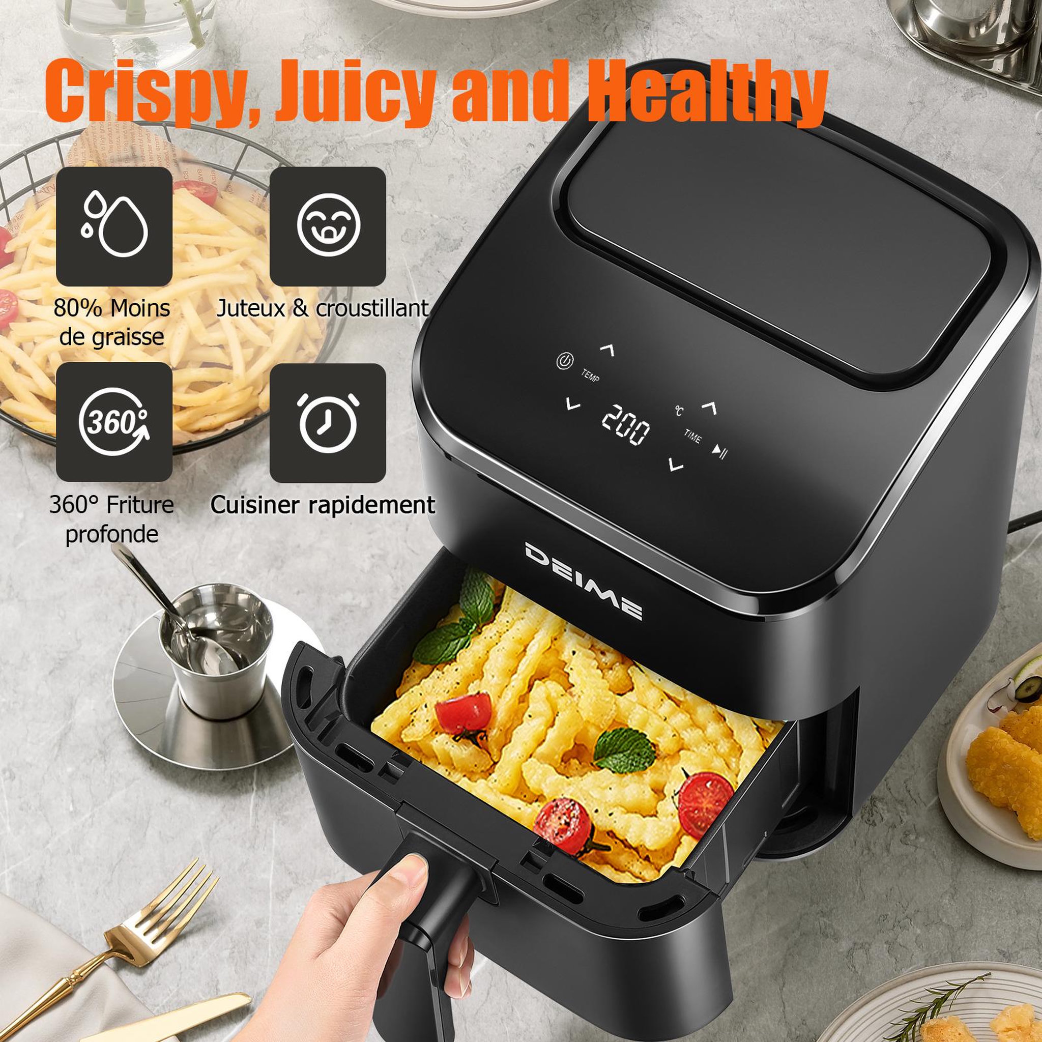 Voir la diapositive 5 : DEIME DEIME - 2,5 l 1000 w écran tactile cuisson 360° – noir