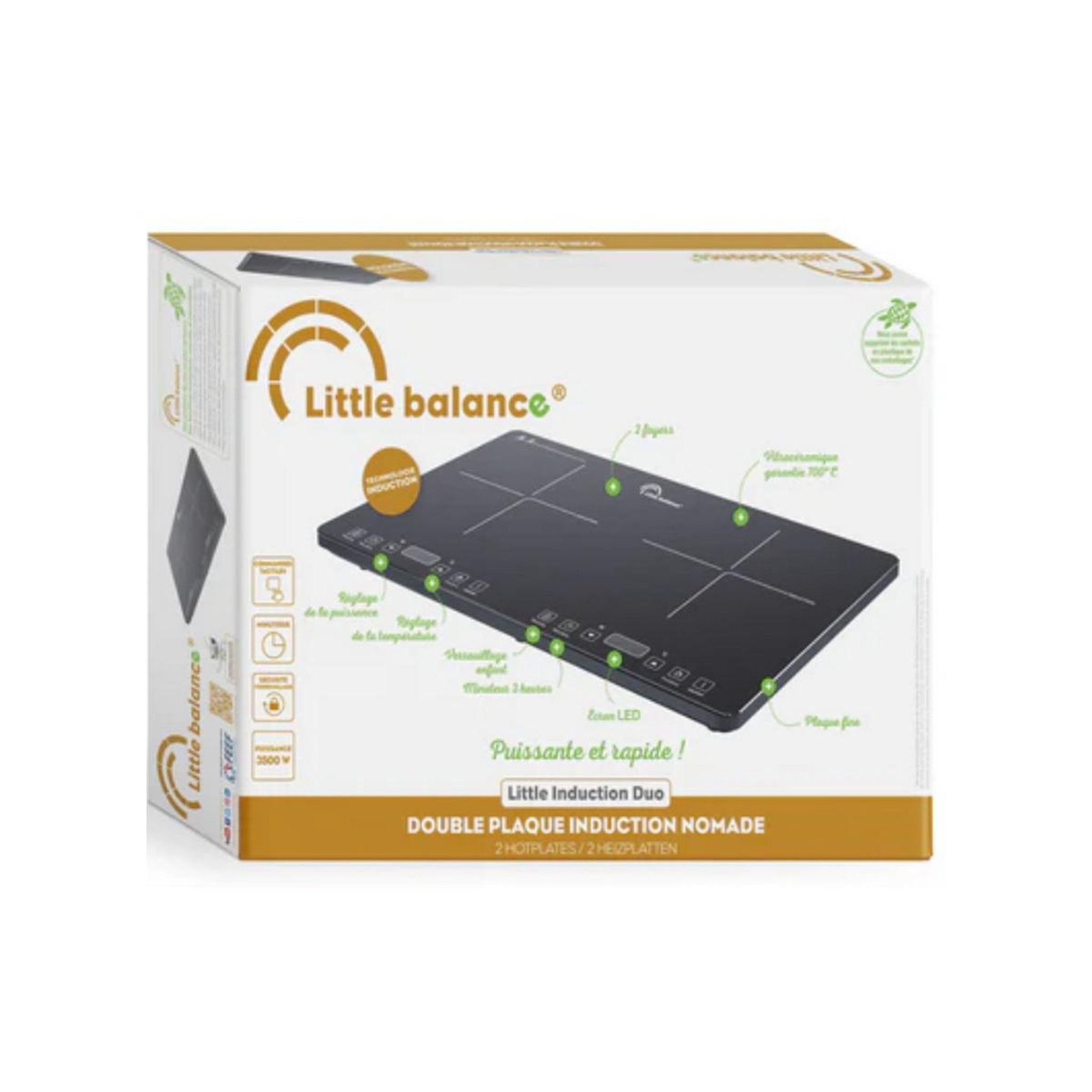 Voir la diapositive 3 : LITTLE BALANCE Table de cuisson induction 2 feux 3500w noir - 8858