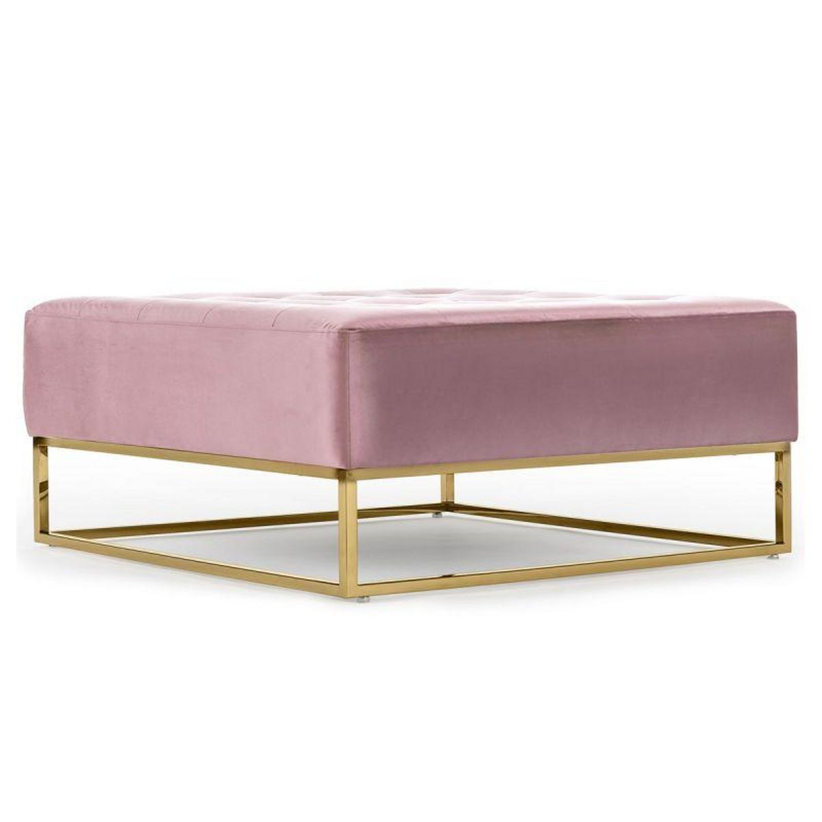 Paris Prix Pouf Carré en Velours  Lakota  90cm Rose