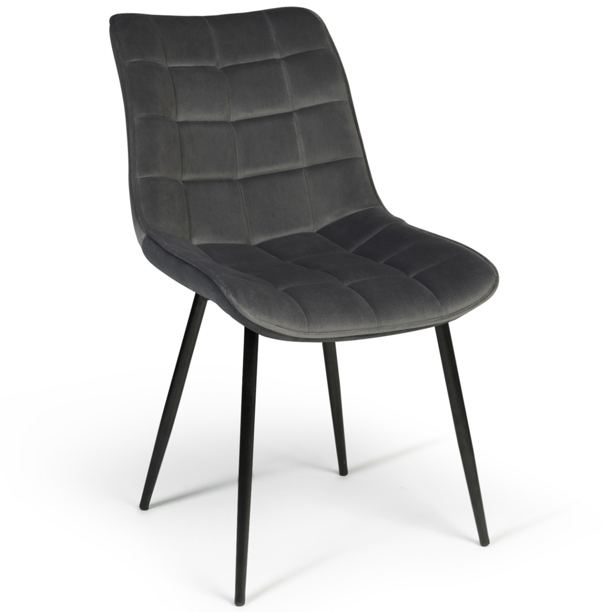 ID MARKET Lot de 4 chaises MADY en velours gris pour salle à manger