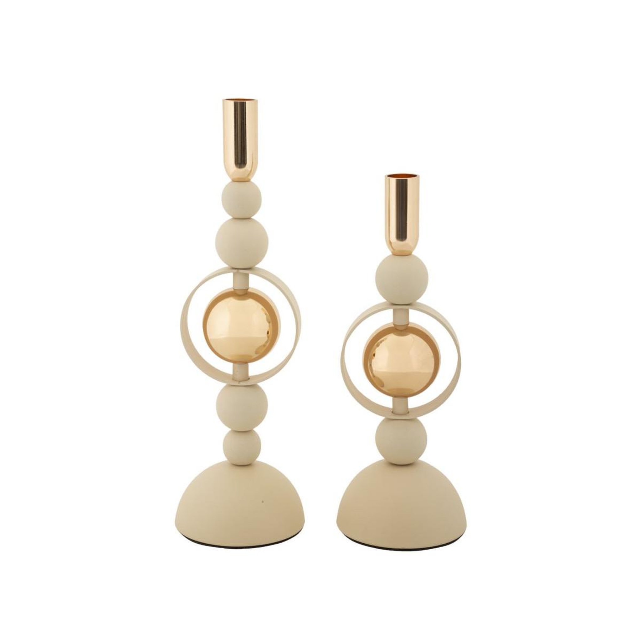 Paris Prix Lot de 2 chandeliers  saturn  33cm crème & or