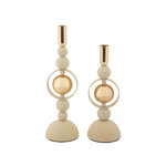 Paris Prix Lot de 2 Chandeliers  Saturn  33cm Crème & Or