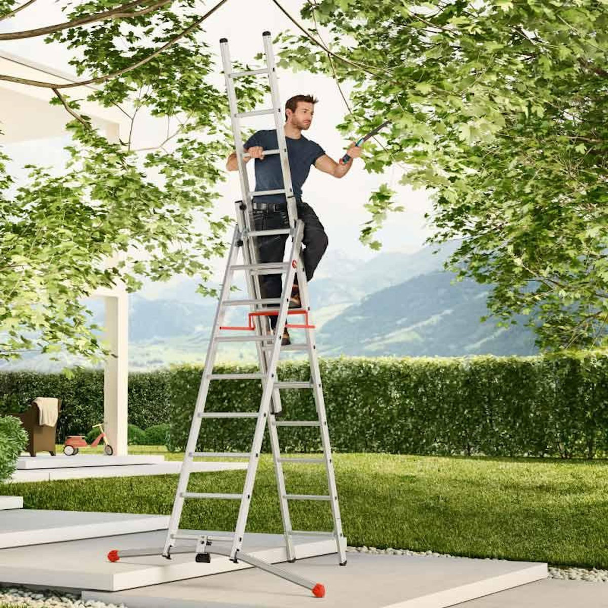 HAILO Echelle transformable pro 3 plans 3x9 échelons 5,8m/6,6m en aluminium Hailo ProfiLot