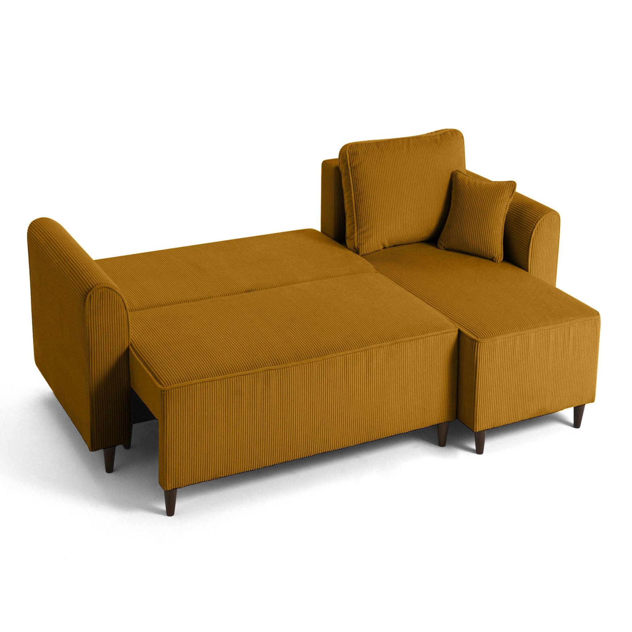 Voir la diapositive 3 : BEST MOBILIER Saphir - canapé d'angle réversible 4 places - convertible avec coffre - en velours côtelé