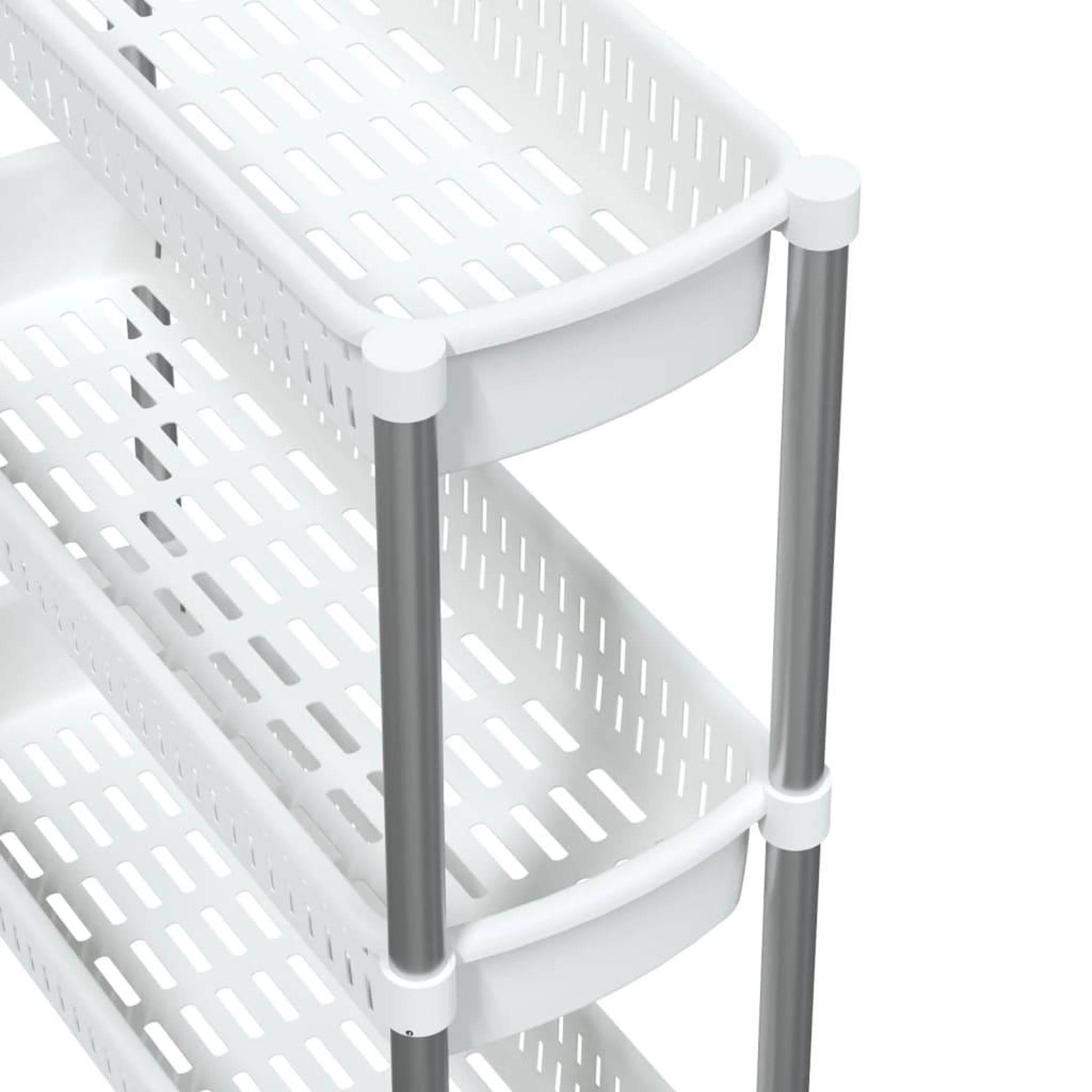 Voir la diapositive 5 : VIDAXL Chariot de rangement a 3 niveaux Argente et blanc Aluminium