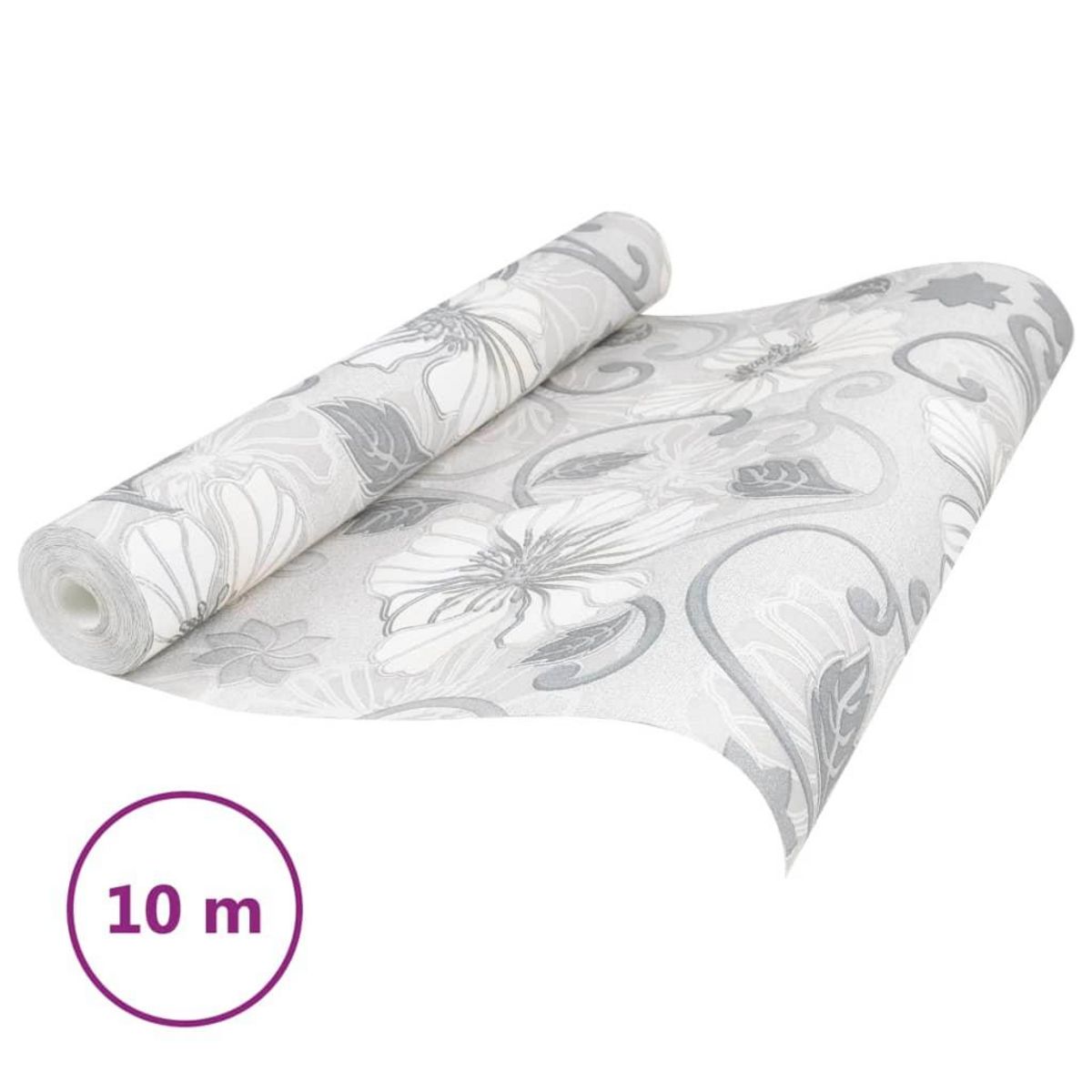 VIDAXL Papier peint 3D motif de fleur gris 10x0,53 m non tisse