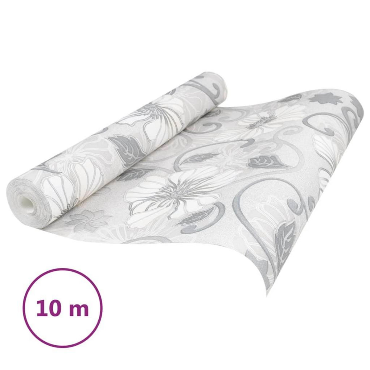 VIDAXL Papier peint 3D motif de fleur gris 10x0,53 m non tisse