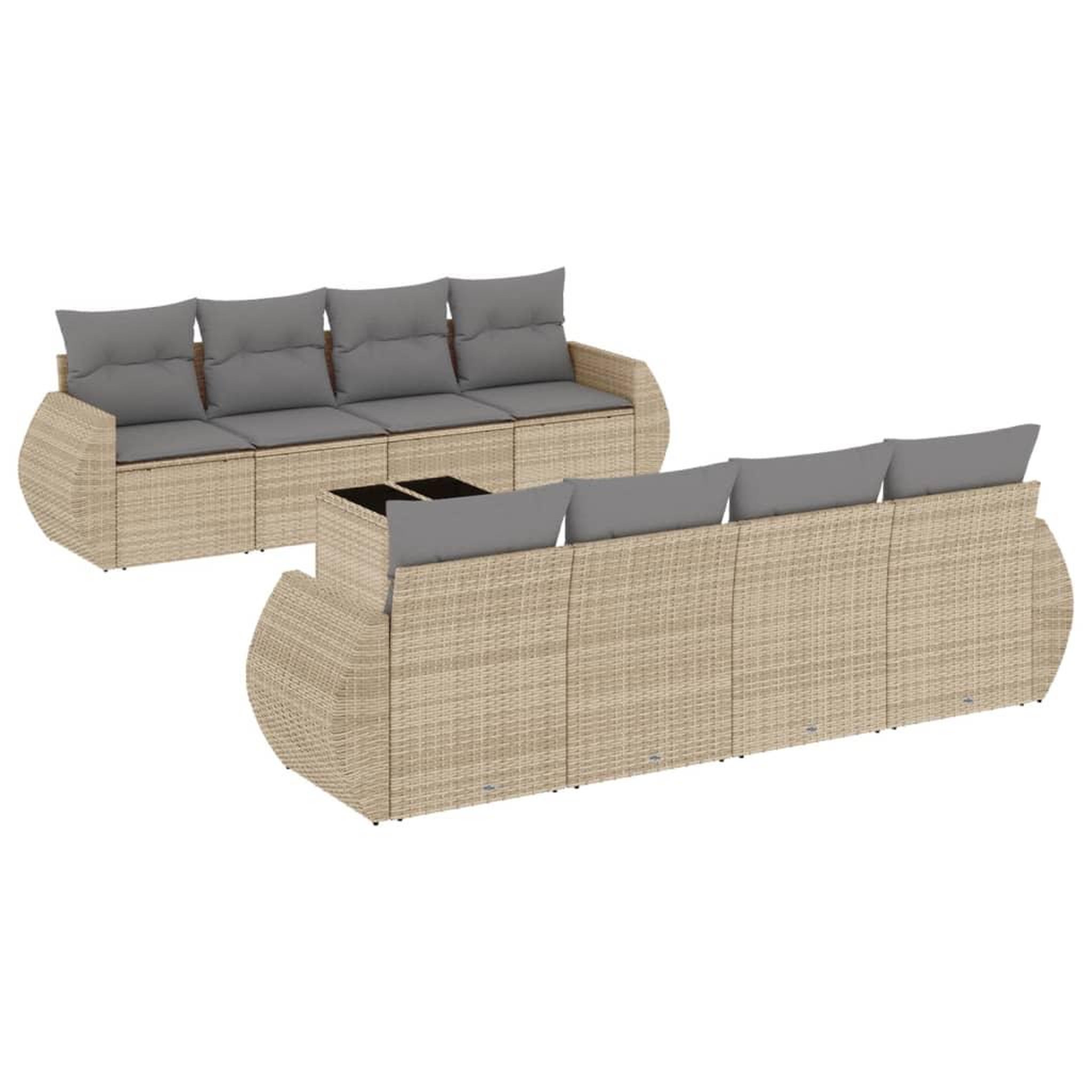 Voir la diapositive 2 : VIDAXL Salon de jardin avec coussins 9 pcs beige resine tressee
