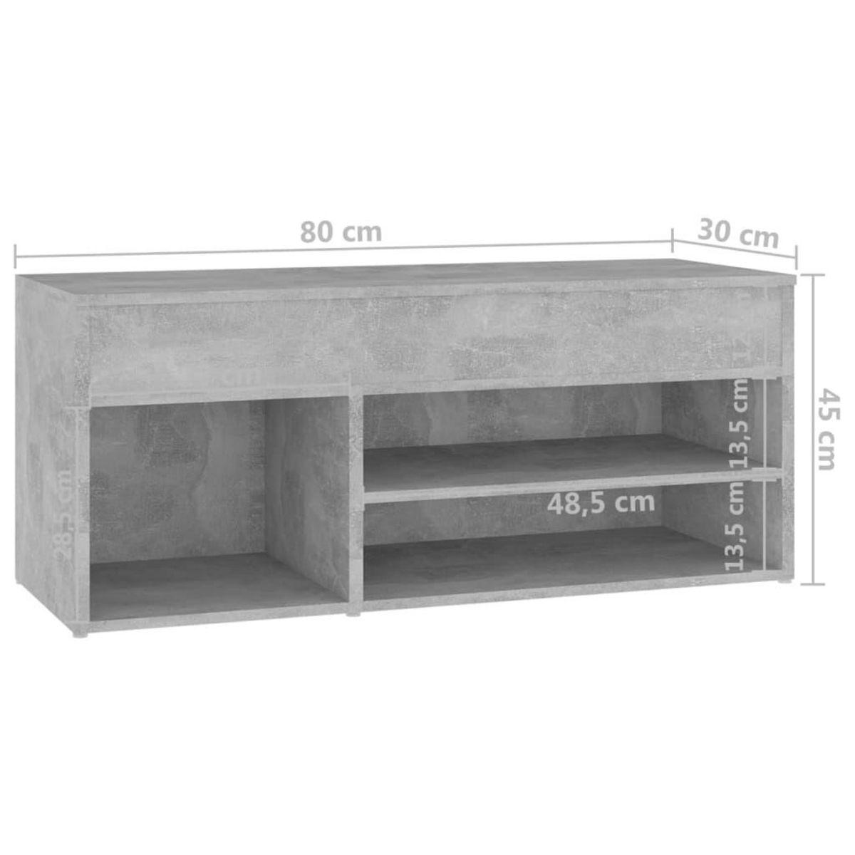 VIDAXL Banc a chaussures Gris beton 80x30x45 cm Bois d'ingenierie