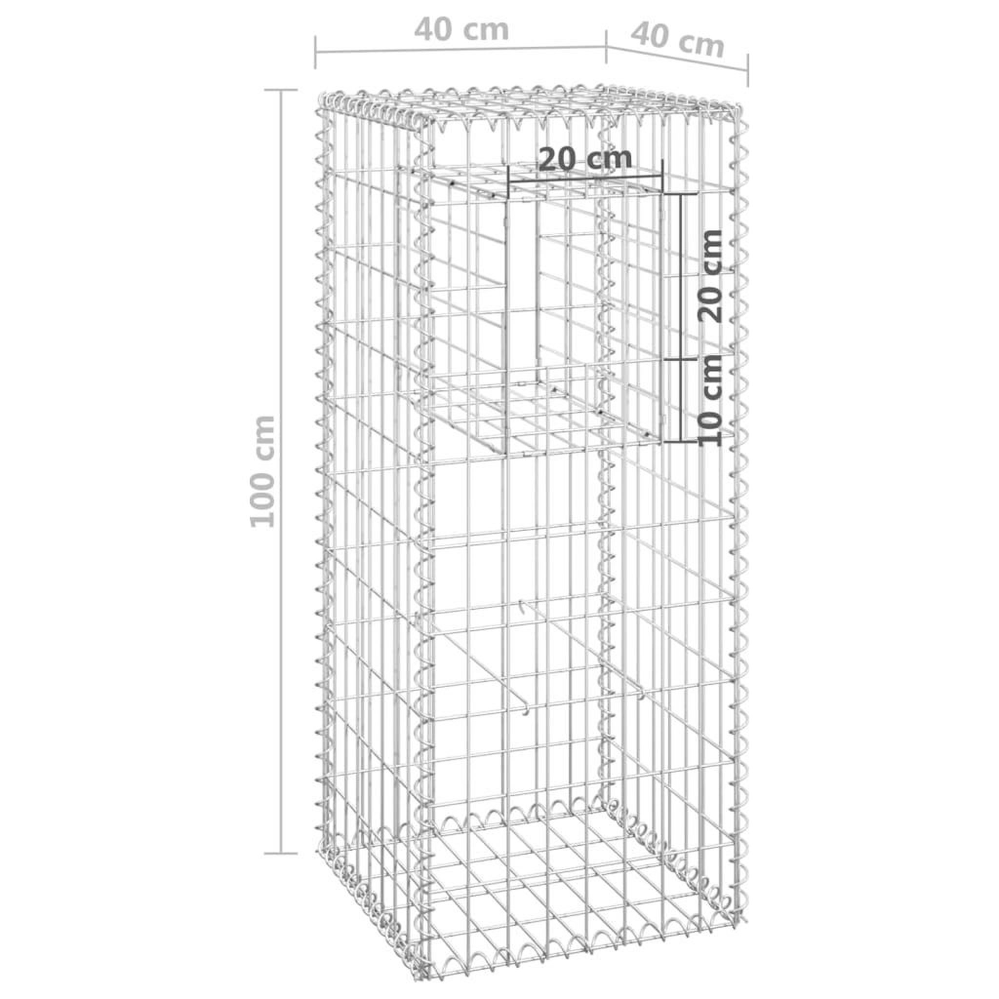 Voir la diapositive 6 : VIDAXL Poteau a panier de gabion 40x40x100 cm Fer