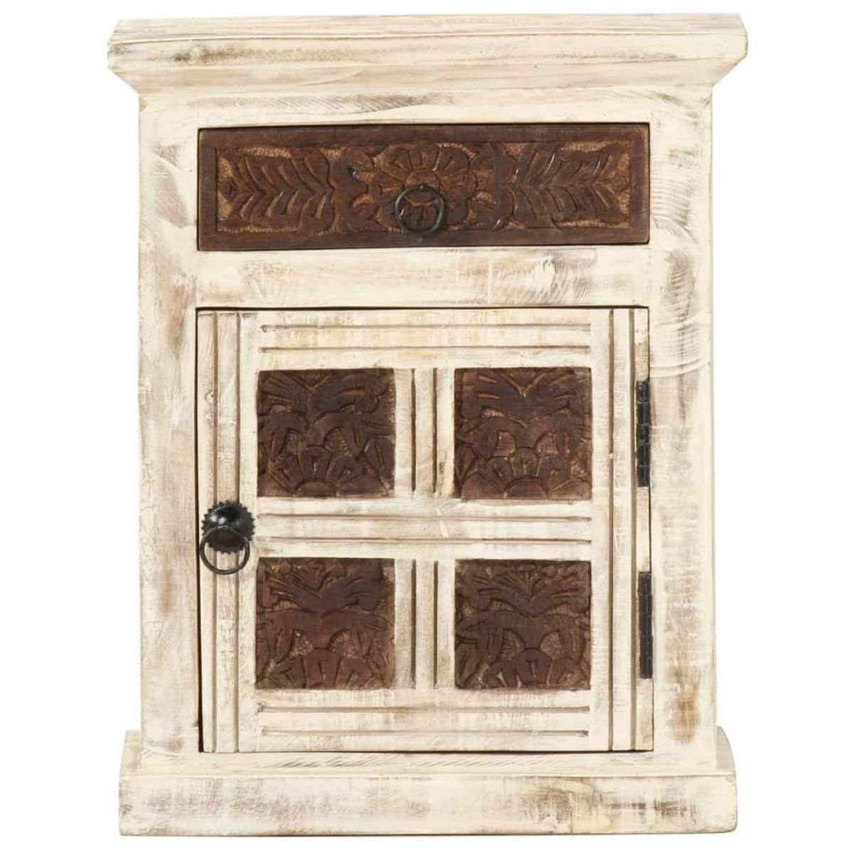 VIDAXL Table de chevet Blanc 40 x 30 x 50 cm Bois de manguier massif