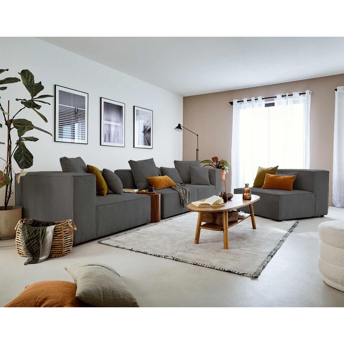 LISA DESIGN Colombine - module d'assise gauche - en velours côtelé