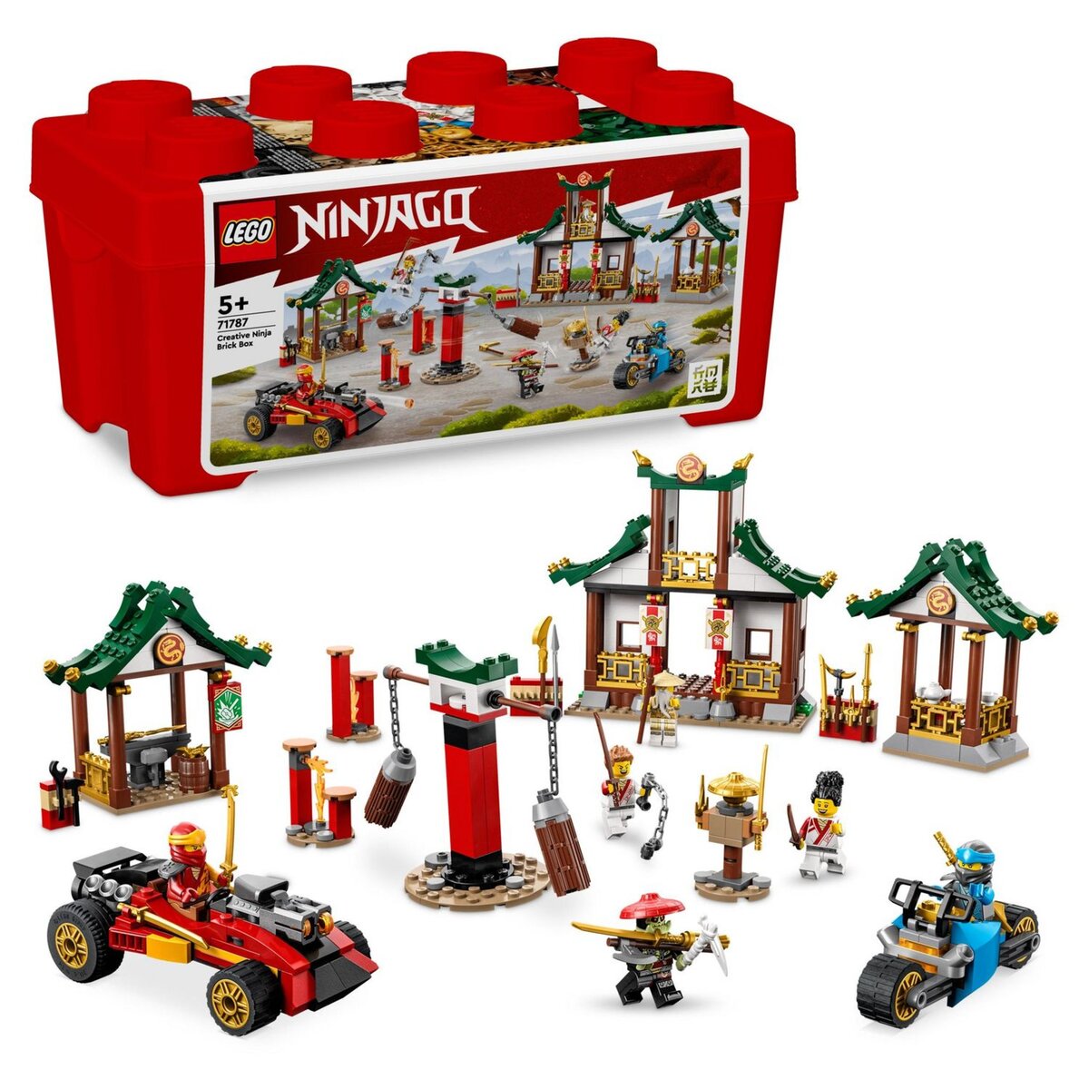 LEGO NINJAGO 71787 La Boîte de Briques Créatives Ninja, pour Construire un Parcours d'Obstacles, une Voiture Ninja, une Moto et 6 Minifigurines