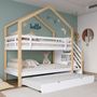 Voir la diapositive 5 : MERAX Lit superposé 90x200(90x190)cm bois et mdf coloris blanc+naturel