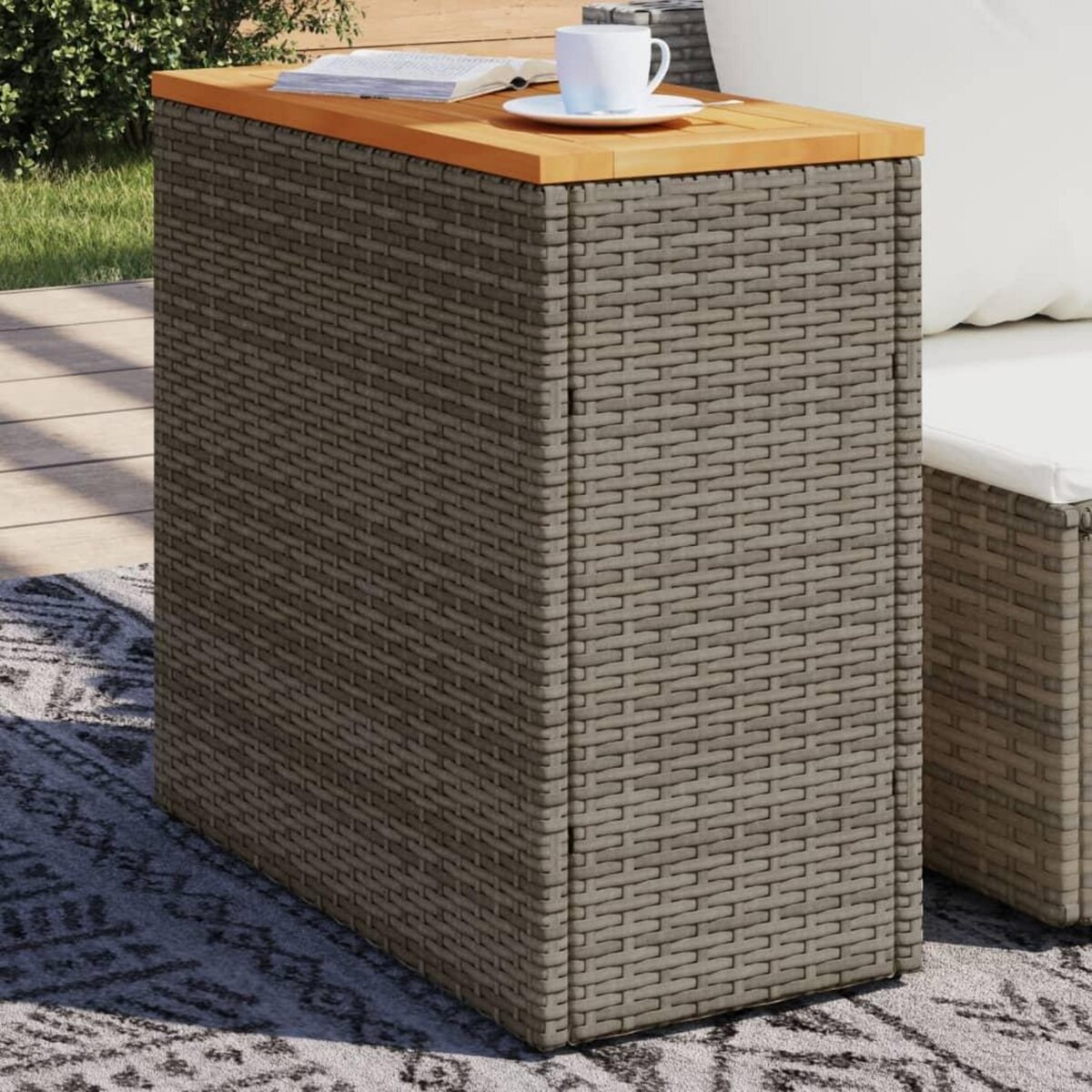 VIDAXL Table d'appoint de jardin dessus en bois gris 58x27,5x55 cm