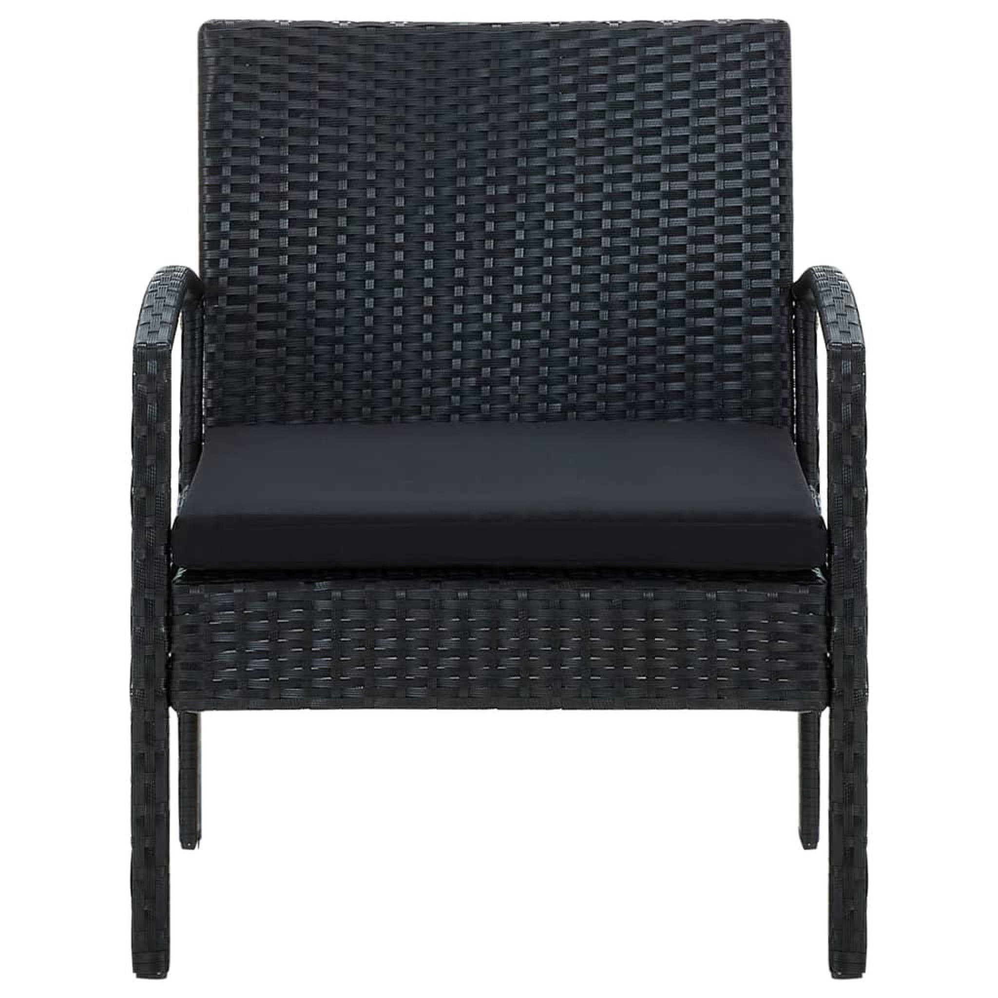 Voir la diapositive 3 : VIDAXL Chaise de jardin avec coussin Resine tressee Noir