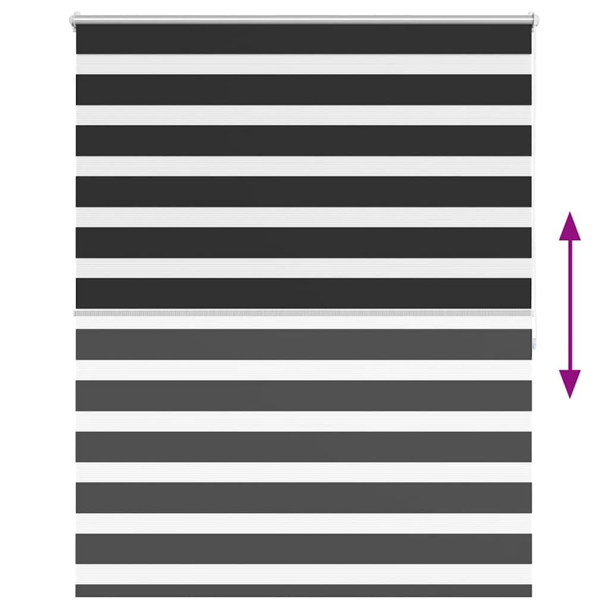 Voir la diapositive 5 : VIDAXL Store venitien zebre 120,9 x 175 cm, largeur du tissu 116,7 cm, noir