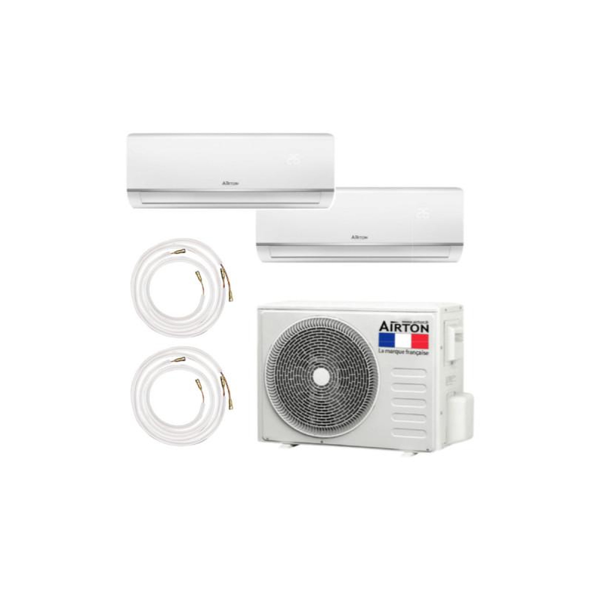 Voir la diapositive 1 :  Pack Climatiseur reversible bi-split AIRTON - A Poser Soi-meme - 2500W - 2500W - Readyclim 2x6M