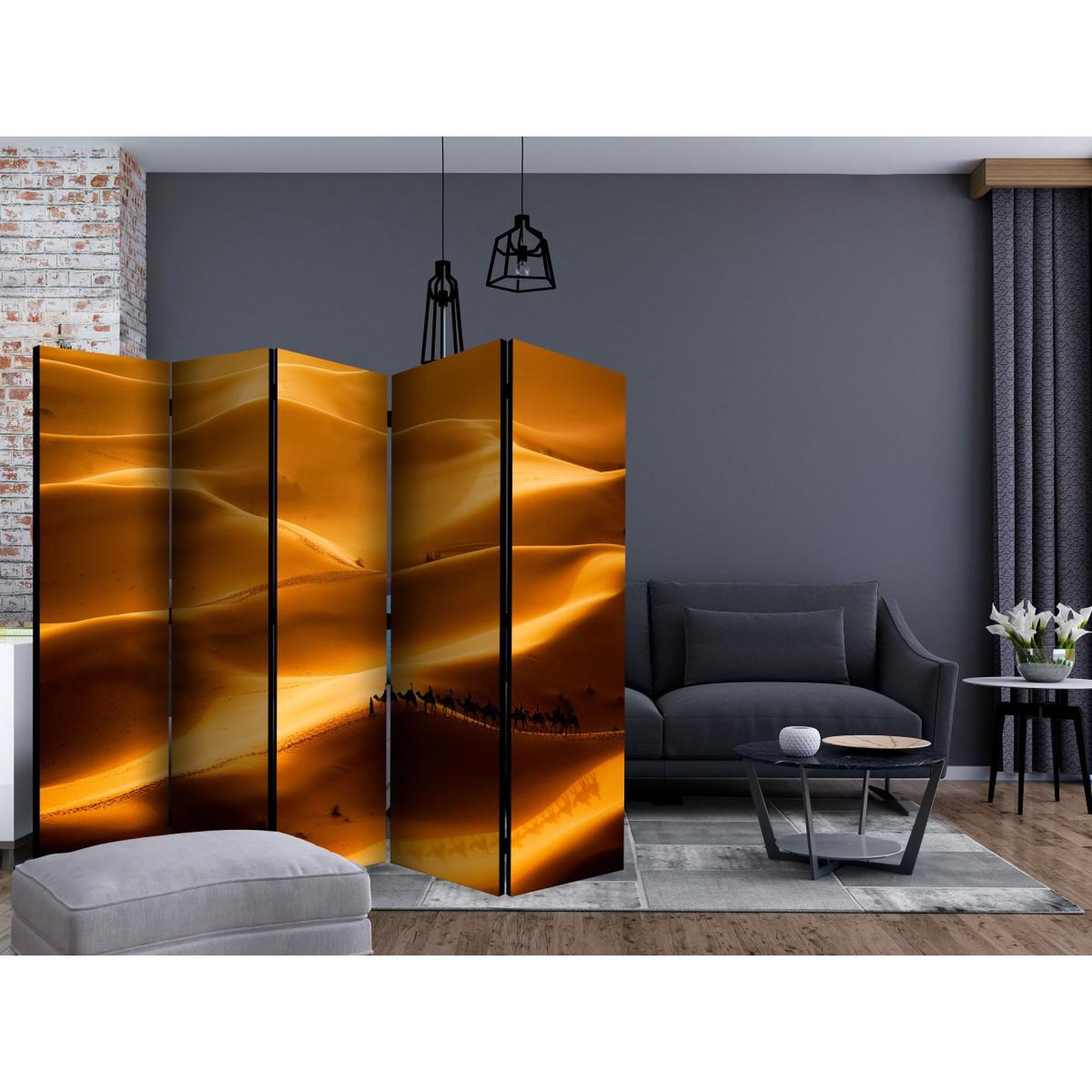 Voir la diapositive 2 : Paris Prix Paravent 5 volets  caravan of camels  172x225cm