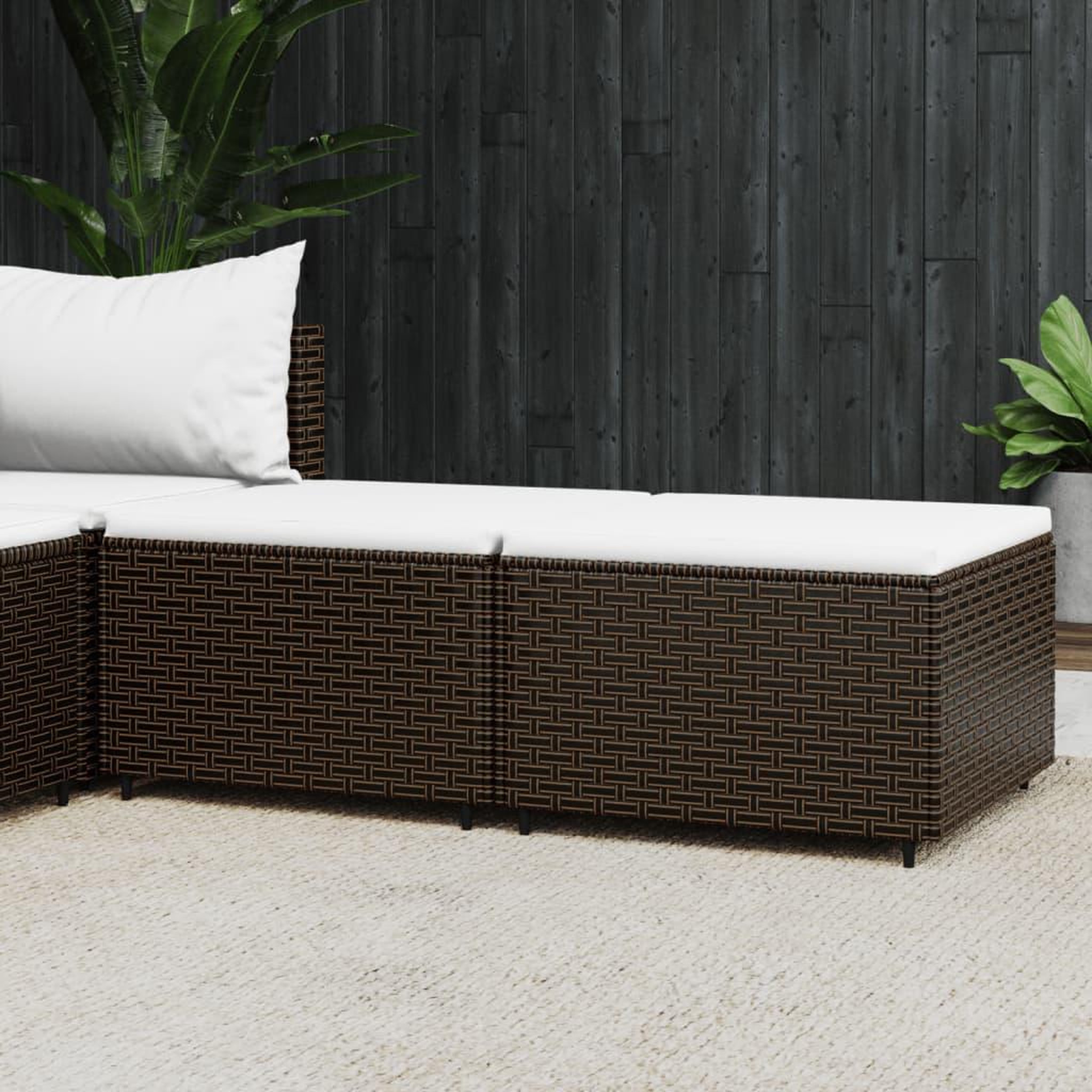 Voir la diapositive 1 : VIDAXL Repose-pieds de jardin coussins lot de 2 marron resine tressee