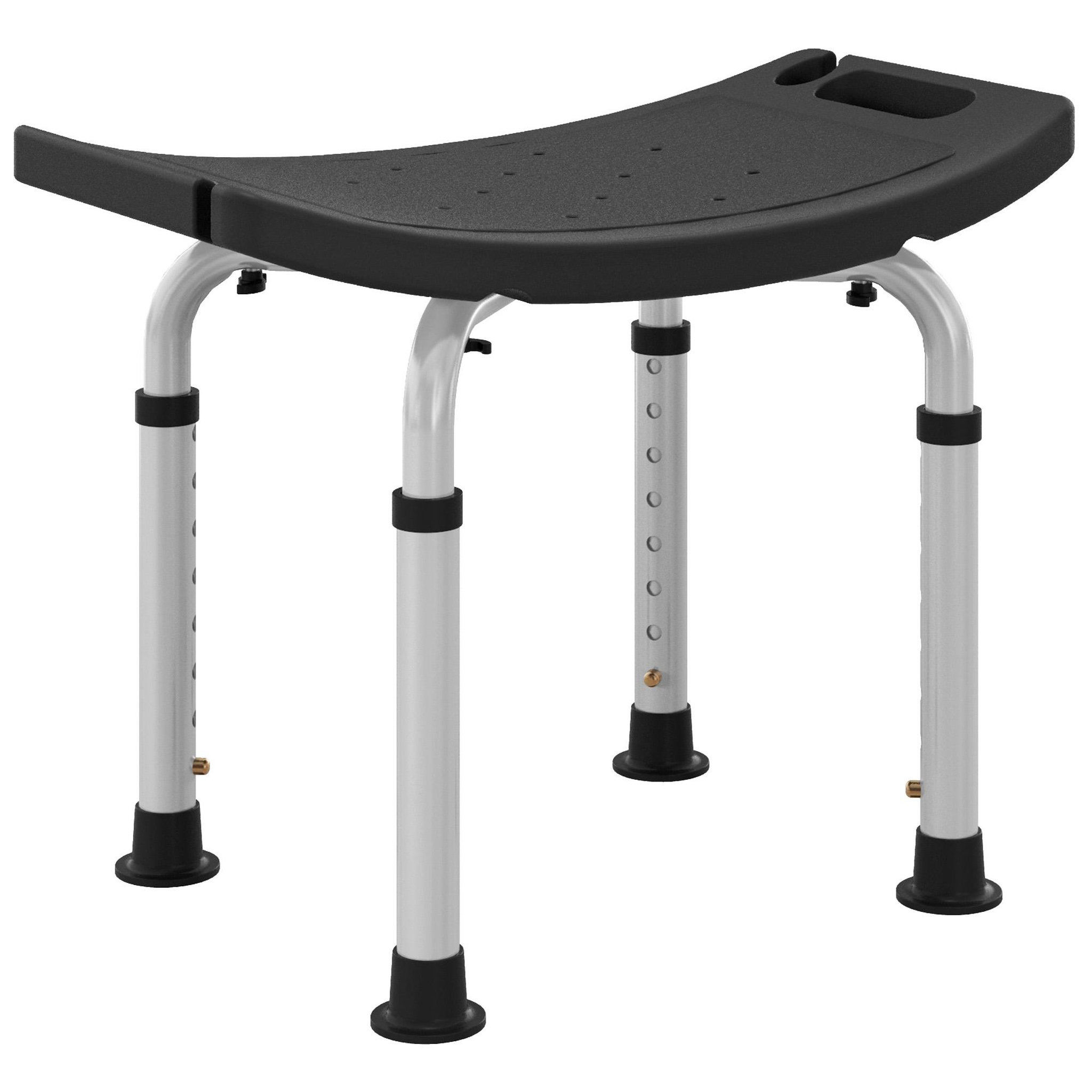 HOMCOM Tabouret de douche réglable antidérapant alu plastique noir