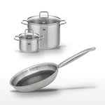 ELO Lot 2 Faitouts 20/26 cm et Poêle 24 cm Elo Relief Solution