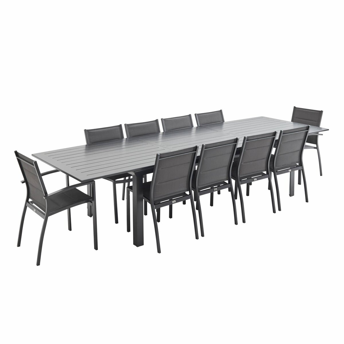 SWEEEK Salon de jardin table extensible - Odenton - Grande table en  aluminium 235/335cm et 10 assises en textilène pas cher 
