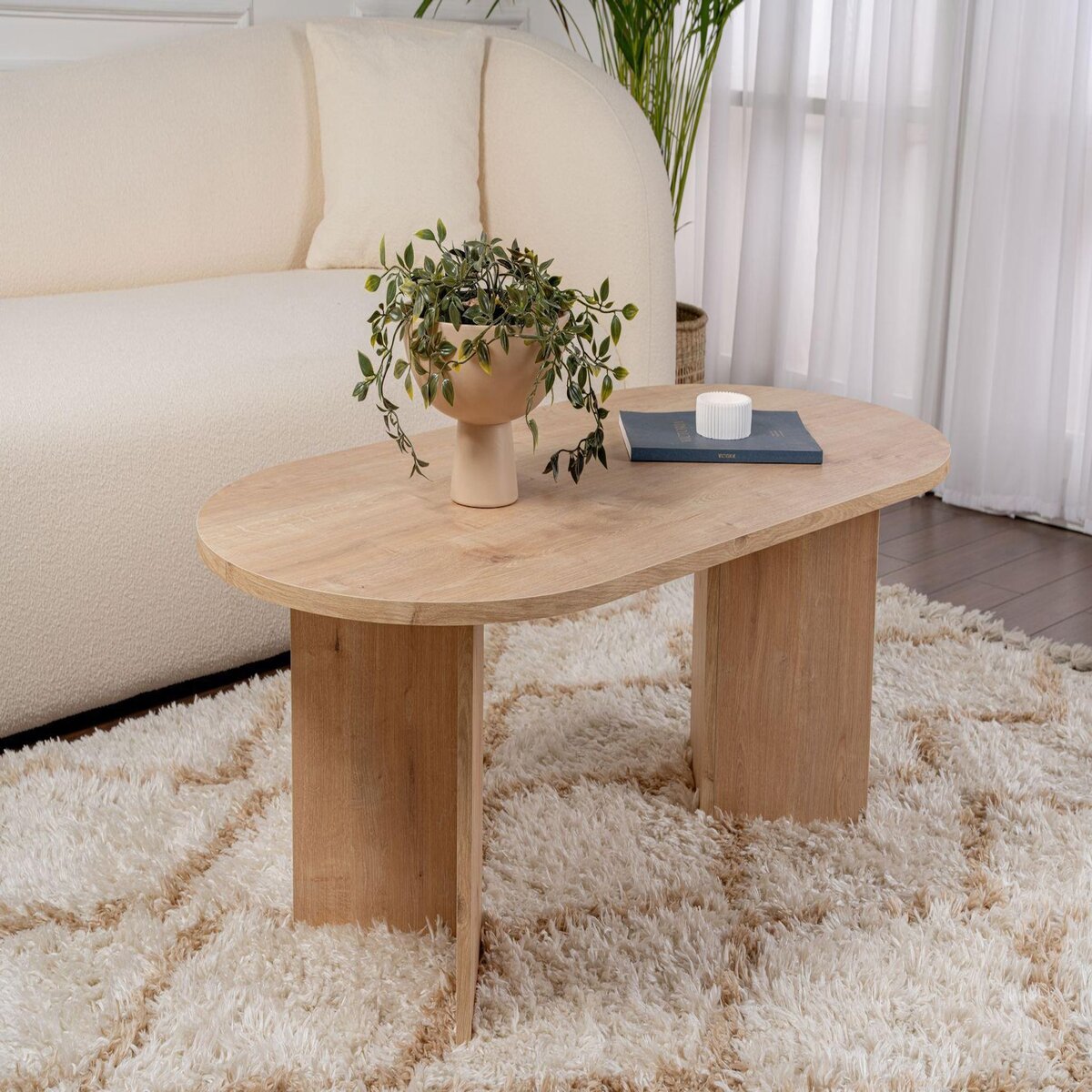 Habitat et Jardin Table basse en bois  Sable  - 60 x 119 x 40 cm - Chêne Saphir