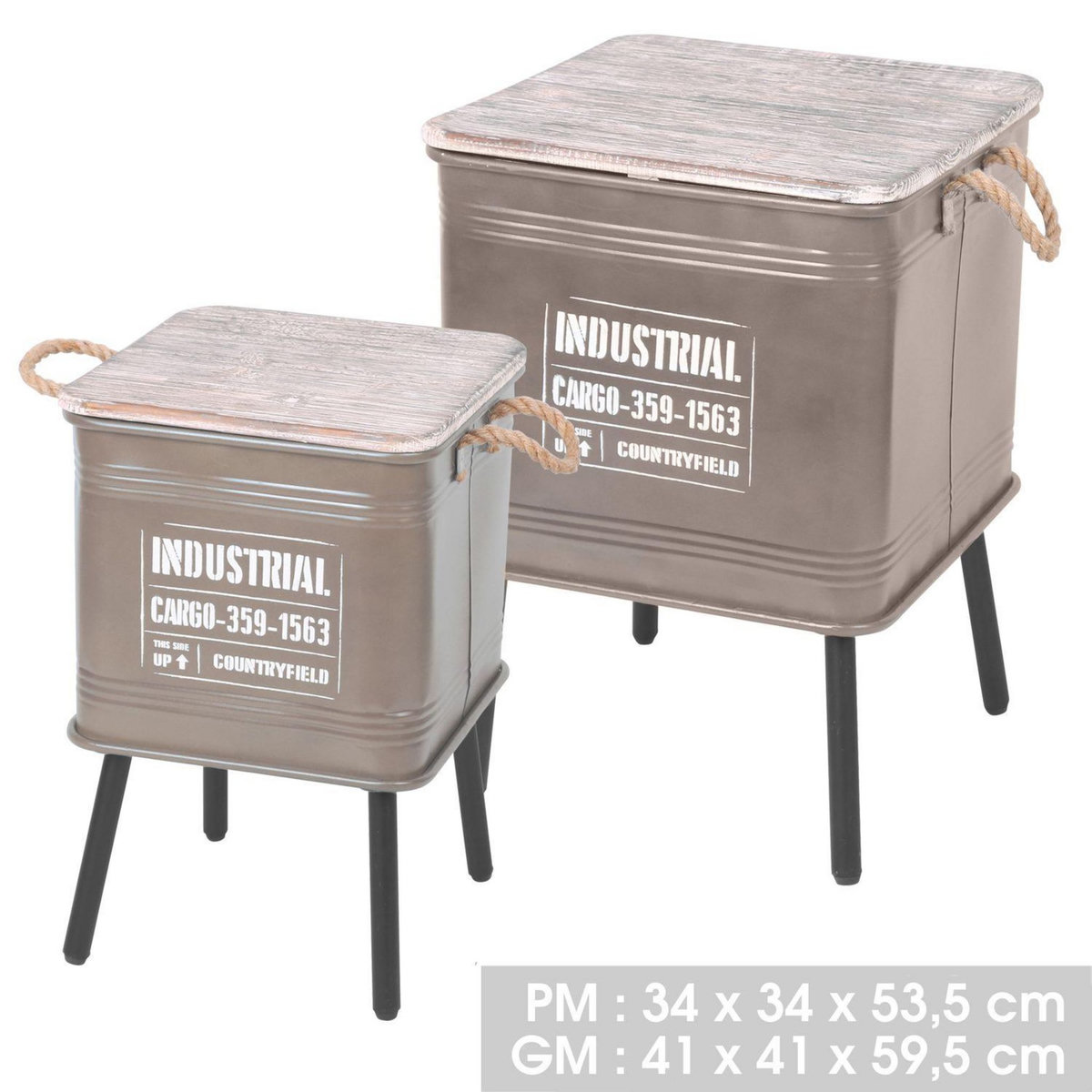 DIVERS 2 Tables d'appoint design industriel Loft