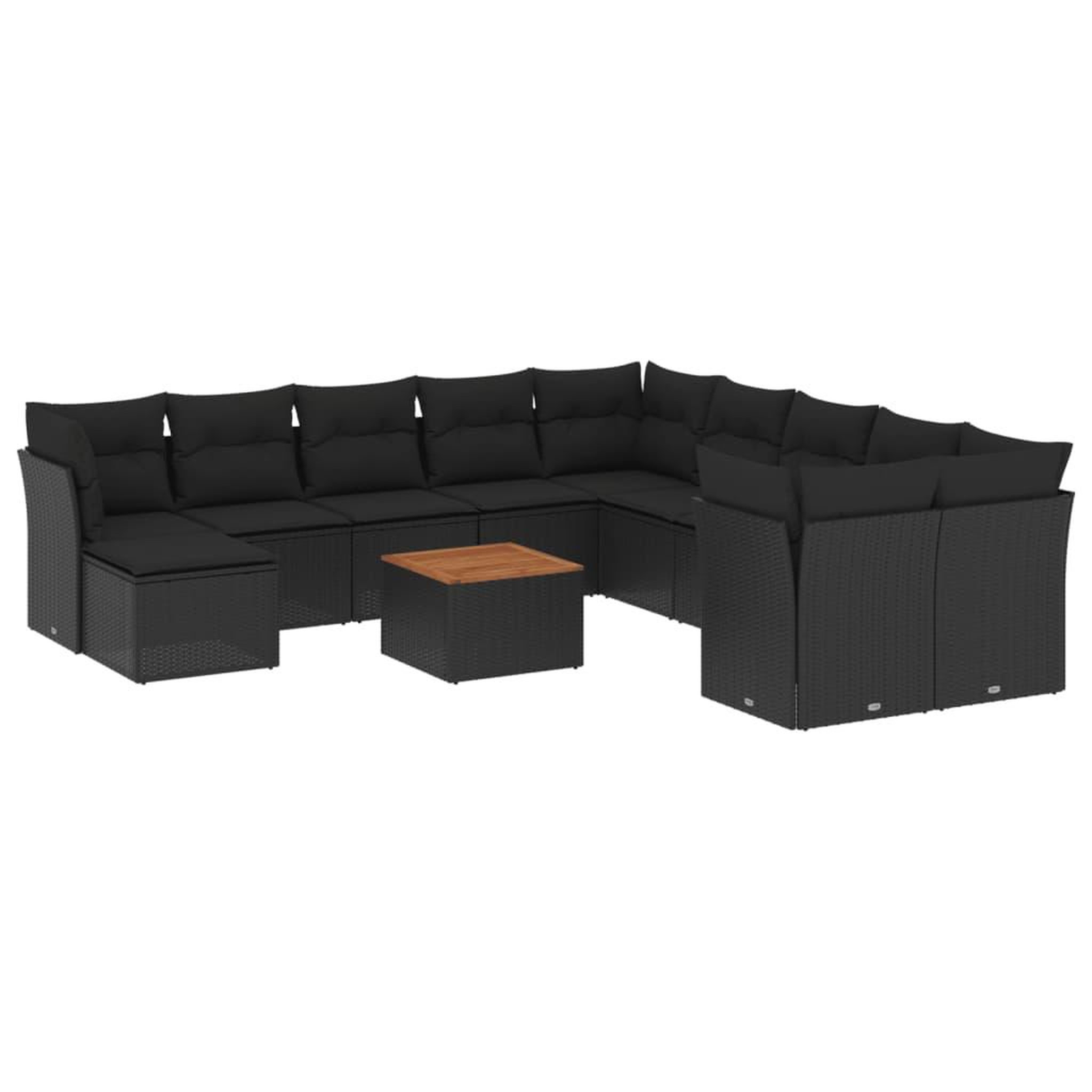 Voir la diapositive 2 : VIDAXL Salon de jardin 12 pcs avec coussins noir resine tressee